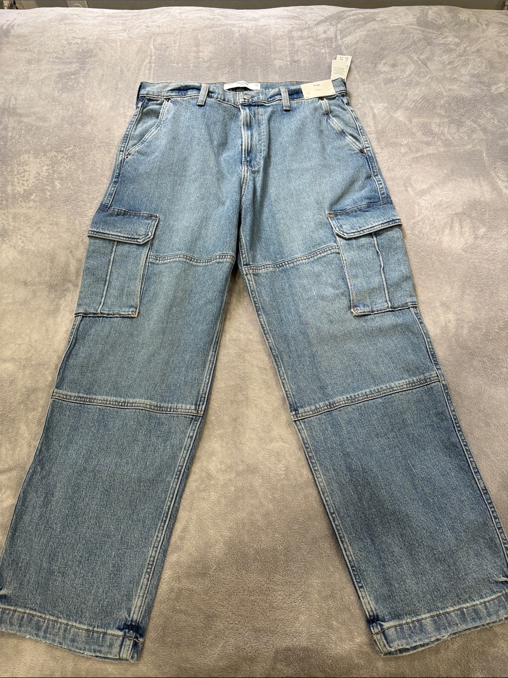 Hollister Baggy Cargo Jeans Blue Waist 36 NWT